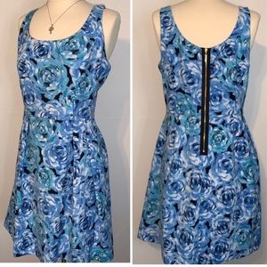 EUC Dress: Floral, Cool Black Zipper, POCKETS!, LUXE Carmen Marc Valvo